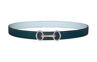 HERMES Heritage Buckle Gold Smooth Buckle Epsom Calfskin Double Sided Leather Belts Women's Dark Blue Width 2.4cm