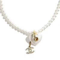 CHANEL Metal Necklaces Women's White
