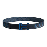 HERMES Stainless Steel Belt Unisex Blue Width: 3.8cm
