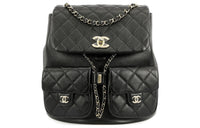 CHANEL Duma Calfskin Backpack Large Size Women's Black