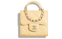 CHANEL Cow Leather Portable Crossbody Clutch Women's Chick Yellow