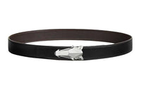 HERMES Double-Sided Design Leather Belts Women's Black Width: 3.2CM