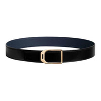 HERMES Brass Calfskin Metal Leather Belts Men's Black Width: 3.8cm