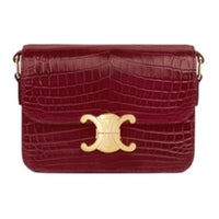 CELINE Triomphe Nile Crocodile Leather Crossbody Bag Shoulder Bag Women's Light Burgundy