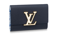 LOUIS VUITTON Taurillon Cow Leather Wallet Women's Dark Blue