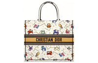 DIOR BookTote Embroidery Tote Bag Shopping Bag Handbag Women's White
