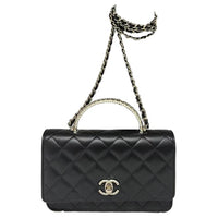 CHANEL Lambskin Shoulder Bag, Crossbody Bag, Handbag Women's Black