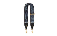 DIOR Embroidered Calfskin Bag Straps Women's Denim Blue