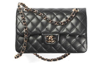 CHANEL Classic Flap CF Lambskin Shoulder Bag Crossbody Bag Small Size Women's Black