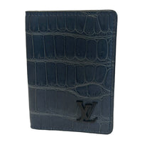 LOUIS VUITTON Matte Crocodile Leather Card Holder Men's Blue