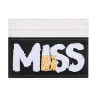DIOR Calfskin Card Holder Women's Black & White