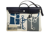 HERMES Herbag Zip HPlume Canvas Shoulder Bag Crossbody Bag Handbag Women's Indigo Stacking Cloud Grey