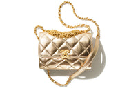 CHANEL Sheepskin Shoulder Bag Crossbody Bag Mini Women's Gold