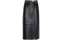 CELINE Leather Long Skirts Women's Black