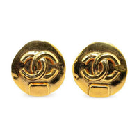 CHANEL 1998 Plated Cc Clip On Costume Earrings