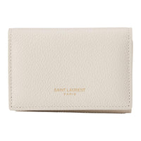 SAINT LAURENT Leather Key Pouch Women's Ecru