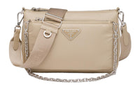 PRADA Saffiano Leather Detail Shoulder Bag Crossbody Bag Women's Beige