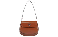 PRADA Cleo Shiny Leather Shoulder Bag Crossbody Bag Women's Dark Brown