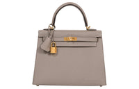 HERMES Kelly Epsom Cow Leather Handbag Women's M8 Gris Asphalte Asphalt Gray