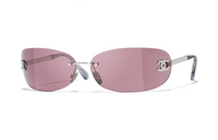 CHANEL Metal Cat Eye Sunglasses Unisex Silver