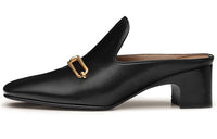 HERMES Roulis Chunky Heel Wrap-toe Slippers 5cm Women's Black