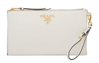 PRADA Saffiano Leather Clutch Women's White