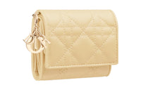 DIOR Lady Dior Lambskin Wallet Women's Light Yellow