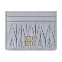 MIU MIU Nappa Leather Card Holder Regular Women's Pearl Gray