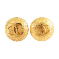 CHANEL 1996 Gold Plated Cc Round Clip On Earrings Costume Earrings