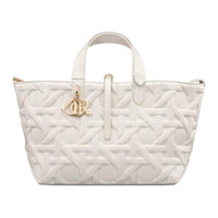 DIOR Calfskin Tote Bag Shopping Bag Shoulder Bag Handbag Medium Size Women's White