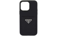 PRADA Leather Phone Case Black With Card Holder Compatible With IPhone 14 Pro Max