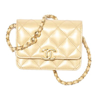 CHANEL Grained Calfskin Wallet Women's Light Yellow