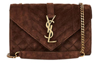 SAINT LAURENT ENVELOPE Suede Envelope Bag Shoulder Bag Crossbody Bag Women's Brown