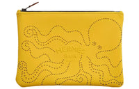HERMES Neobain Waves Chamonix Calfskin Clutch Medium Size Women's Yellow