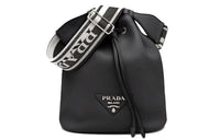 PRADA Leather Bucket Bag Crossbody Bag Women's Black
