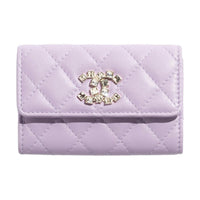 CHANEL Lambskin With Rhinestones Card Holder Women's Light Purple