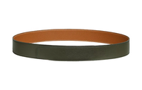 HERMES Two Tone Patchwork Box Calfskin Double Sided Leather Belts Unisex Gray Green/Gold Width 3.8cm Excluding Buckle