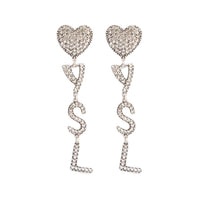 SAINT LAURENT Brass Glass Earrings Women's Silver