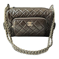 CHANEL Shiny Wrinkle Lambskin Camera Bags Shoulder Bags Women's Brown