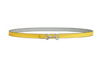 HERMES Two-Tone Design Leather Belts Women's Yellow