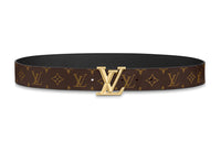 LOUIS VUITTON Logo Letter Embossed Smooth Buckle Cow Leather Metal Canvas Leather Belts Men's Brown Width: 4cm