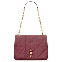 SAINT LAURENT Lambskin Shoulder Bag Medium Size Unisex Merlot Red