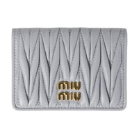 MIU MIU Matelassé Leather Card Holder Regular Women's Pearl Gray