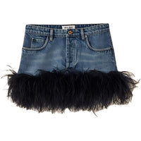 MIU MIU Denim Short Skirts Women's Blue