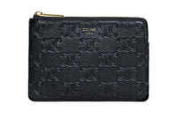 CELINE Triomphe Arc De Triomphe Smooth Cow Leather Clutch Coin Purse Card Holder Women's Black