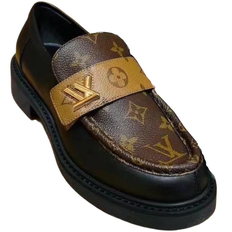 LOUIS VUITTON Loafers Women's Black Brown