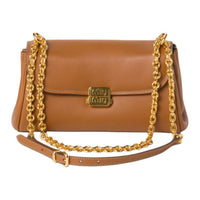 MIU MIU Leather Crossbody Bag Women's Cognac Brandy