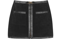 SAINT LAURENT FW22 Leather Short Skirts Women's Black