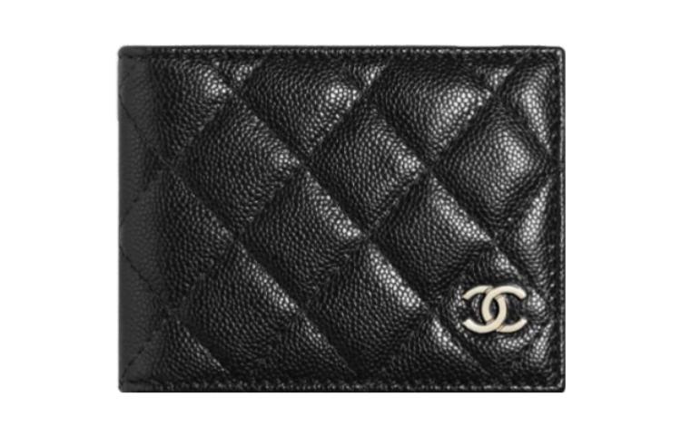 CHANEL Grained Cow Leather Card Holder Women's Black