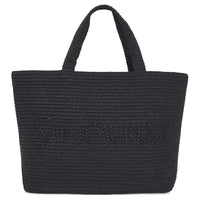 SAINT LAURENT Raffia Tote Bag Shopping Bag Handbag Women's Black